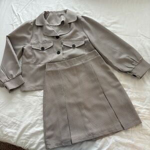 Dazy Lightweight Checked Skirt Suit Set Sz XS